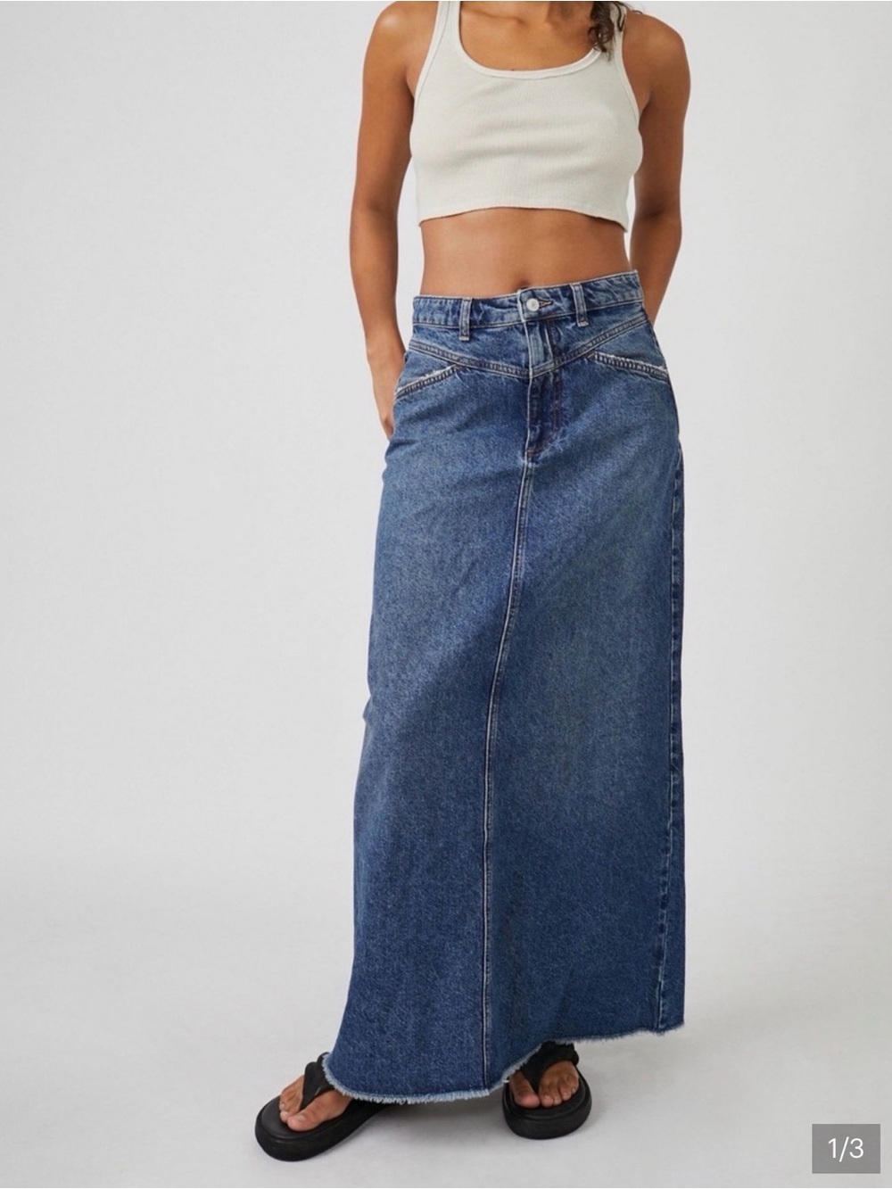 Free people Come as You Are Indigo Blue Denim Skirt
